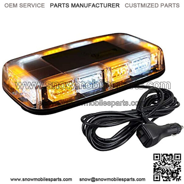 [Upgraded 5] 48LED Roof Top Strobe Lights, High Visibility Emergency Safety ing LED Mini Strobe Light bar with Magnetic Base for 12-24V Snow Plow, Trucks, Construction Vehicles (Amber/White)