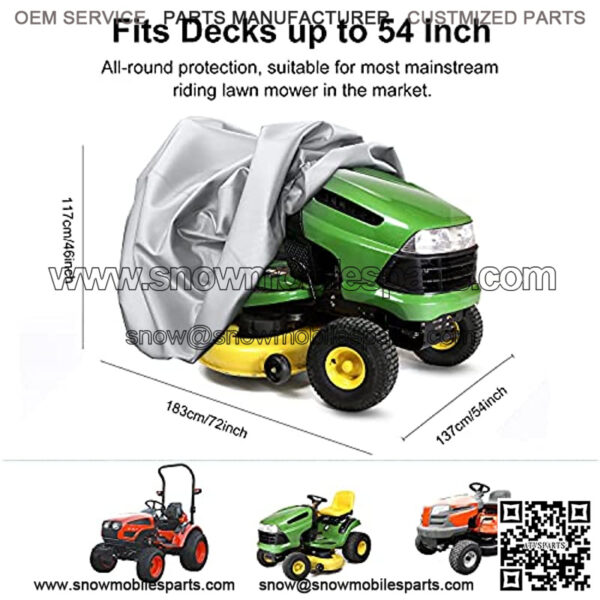 Lawn Mower Cover, Heavy Duty Riding Lawn Mower Cover, Fit Decks up to 54", Durable Oxford Fabric, UV Protection Lawn Tractor Cover with Storage Bag (Grey) - Image 2
