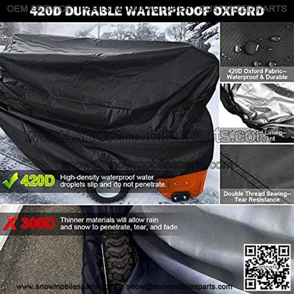 Snow Blower Cover, Snow Thrower Cover Waterproof Snowblower Protector All Weather Outdoor Protection Universal Size for Most Blower Winter Yard Machine - 50.4"x40"x32.7"(LxHxW) - Image 2