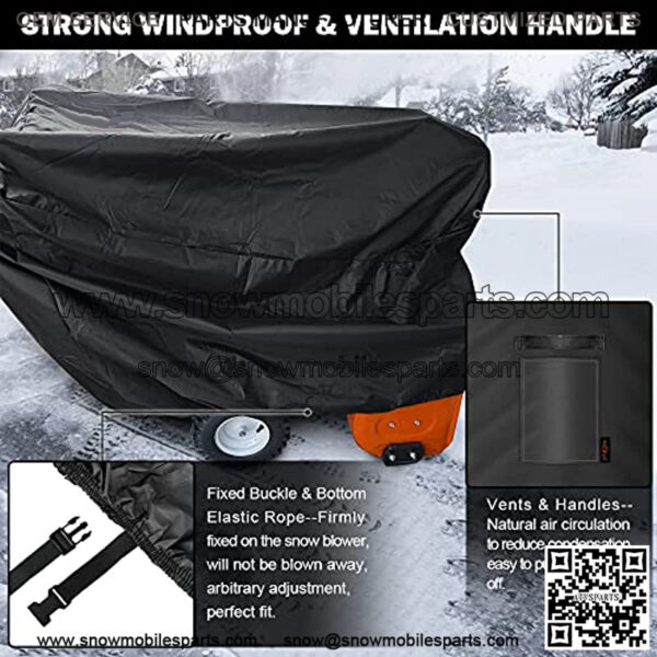 Snow Blower Cover, Snow Thrower Cover Waterproof Snowblower Protector All Weather Outdoor Protection Universal Size for Most Blower Winter Yard Machine - 50.4"x40"x32.7"(LxHxW) - Image 3