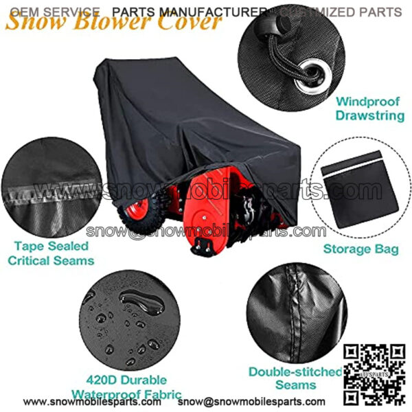 Snow Blower Cover Waterproof Durable Heavy Duty Outdoor Two-Stage Snow Thrower Protector Dust Covers for Most Electric Two-Stage Snow Blowers (L: 60" Lx33 Wx25 H/45 H) - Image 3