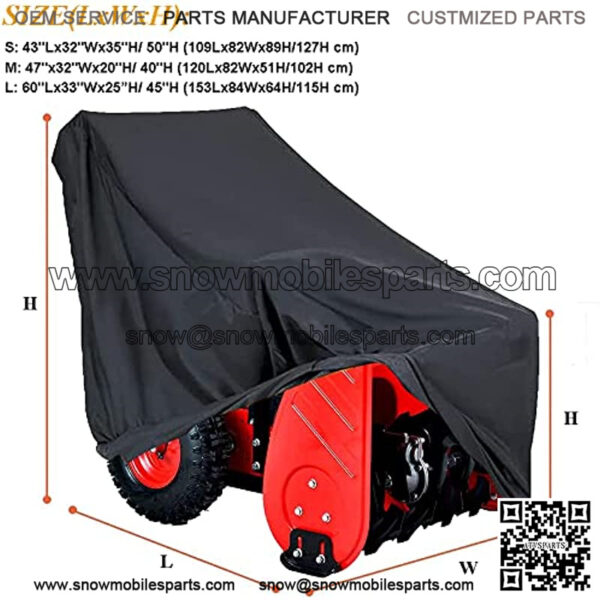 Snow Blower Cover Waterproof Durable Heavy Duty Outdoor Two-Stage Snow Thrower Protector Dust Covers for Most Electric Two-Stage Snow Blowers (L: 60" Lx33 Wx25 H/45 H) - Image 4
