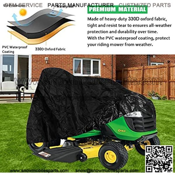 LP93917 Riding Lawn Mower Cover Protective Storage Tarp Fit for 100-X300 Series Tractors Heavy Duty 330D Oxford Fabric Waterproof All-Weather Protection - Image 3