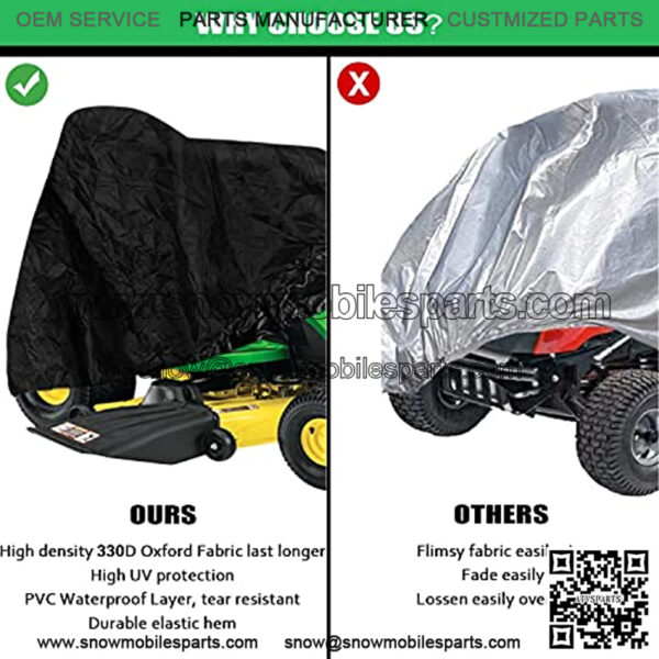 LP93917 Riding Lawn Mower Cover Protective Storage Tarp Fit for 100-X300 Series Tractors Heavy Duty 330D Oxford Fabric Waterproof All-Weather Protection - Image 4