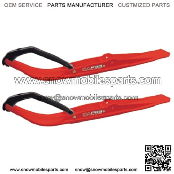 Red Razor Snowmobile Skis w/ 4.5" Shaper Bars Complete Kit 2016+ w/o T.S. Adjustable (excl. Summit) - Image 2
