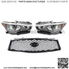 Pair Headlights+Front Upper Grille For 2014-2016 2017 Infiniti Q50 w/o AFS LH+RH