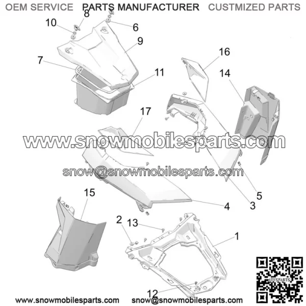 Polaris Center Hood, White Lightning,  OEM Part 5454554-599(For: Polaris) - Image 2