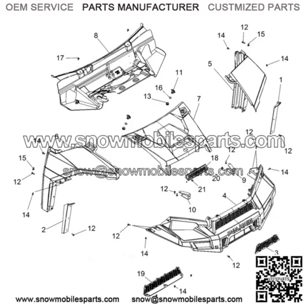 Polaris Center Access Hood,  OEM Part 5452379-498(For: Polaris) - Image 2