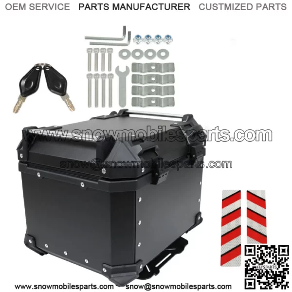 45L Motorcycle Luggage Waterproof Tail Box Scooter Trunk Storage Top Case Balck - Image 2