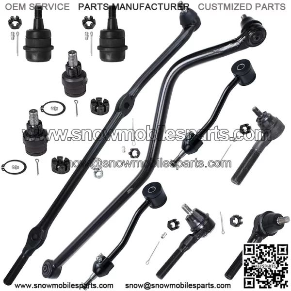 Front 11pc Suspension Kit for 1997-2006 Jeep Wrangler TJ, 4 Ball Joints 3 Tie Rods 2 Sway Bars 1 Drag Link 1 Track Bar 1998 1999 2000 2001 2002 2003 2004 2005 Replacement