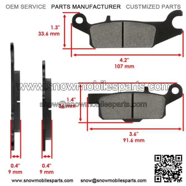 Front and Rear Brake Pads for Yamaha Grizzly 700 YFM700F 2007-2020 (For: Yamaha) - Image 2