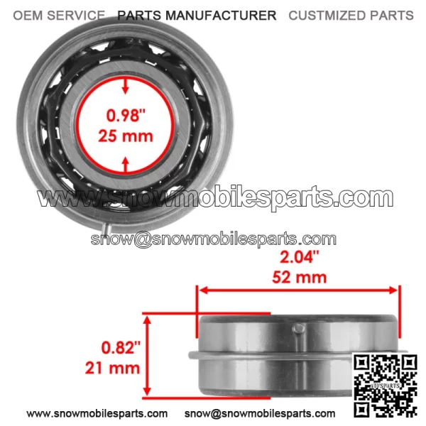 Ball-D/R Iron Wing Bearing 25X57.9X20.6 Ball D/R Bearings 0832-107 0832107 - Image 2